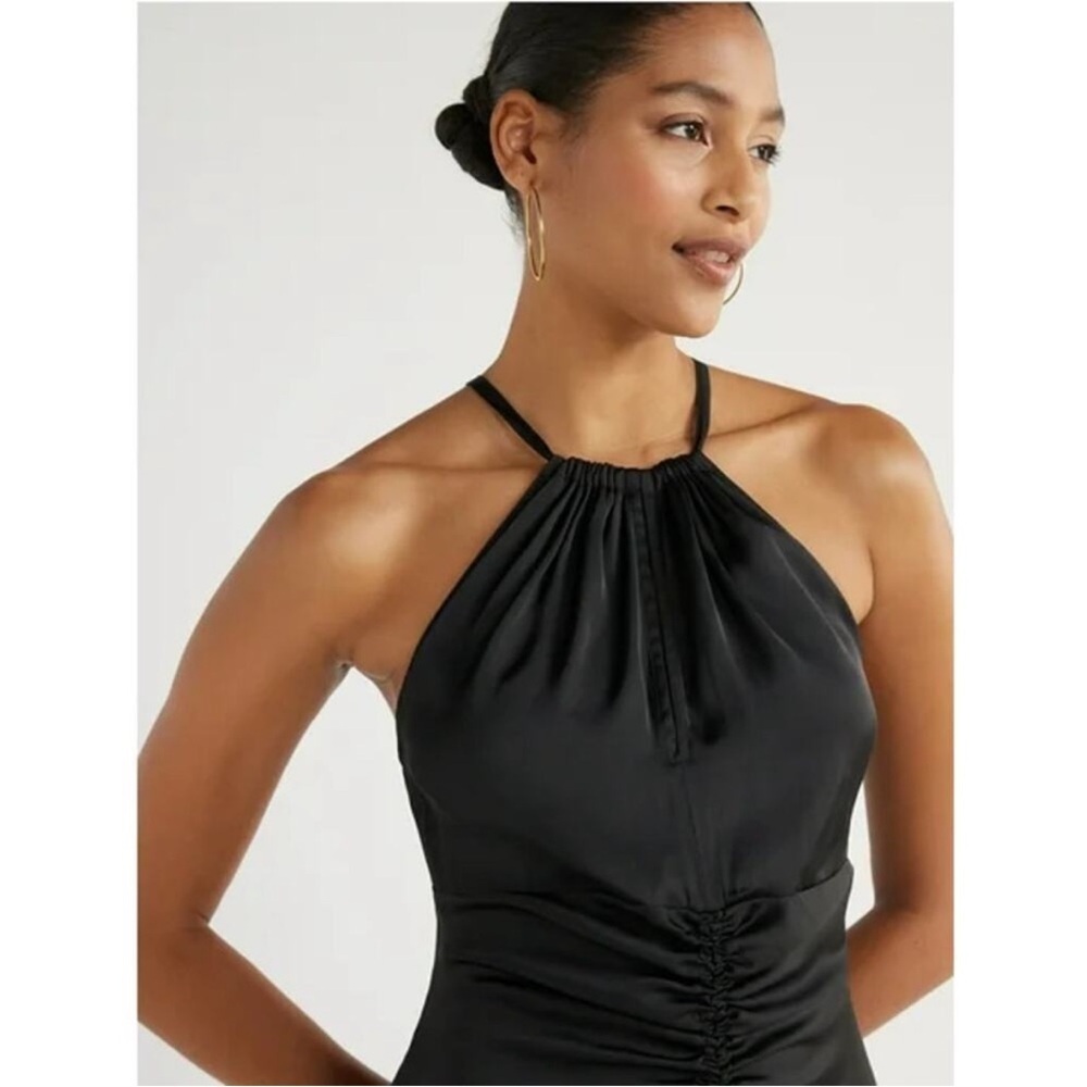 Chic Black Gathered Maxi Dress - Picture 2 of 10
